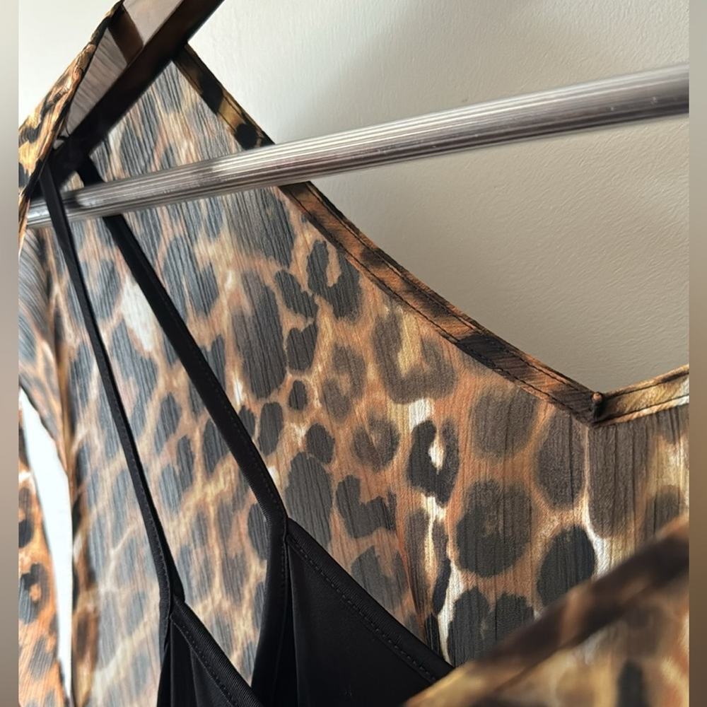 Express Sheer Lined Leopard Print Mini Dress Size… - image 5